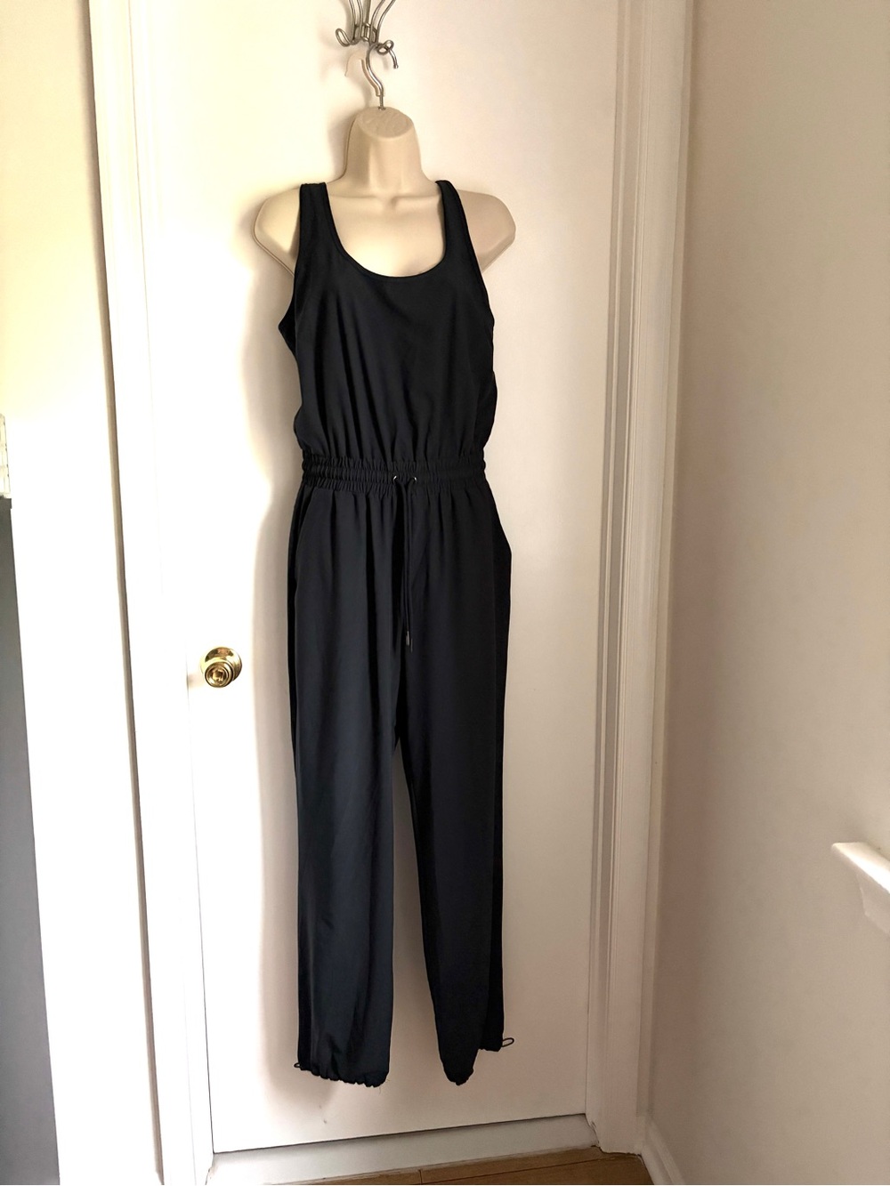 Abercrombie & Fitch Black Sleeveless Drawstring Waist Jumpsuit (Size Small Tall)